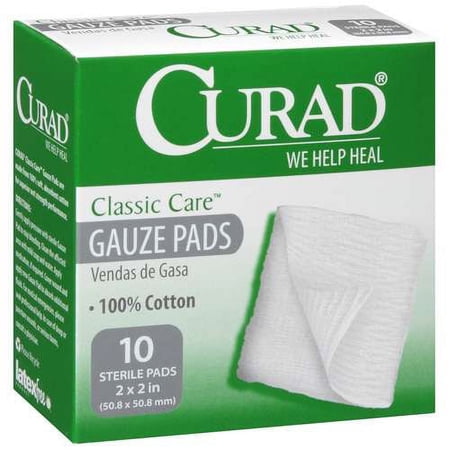 Curad Classic Care Gauze Pads, 2" x 2", 10 Count