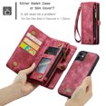 thumbnail image 2 of For iPhone 12, iPhone 12 Pro Wallet Case,Multi-Functional Retro Leather Purse Flip Cover Zipper Wallet Case with Removable Card Slots Pocket & Detachable Wrist Strap Magnetic Phone Case, Red, 2 of 9