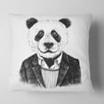 thumbnail image 2 of Designart Funny Hipster Panda Black White - Animal Throw Pillow - 18x18, 2 of 5