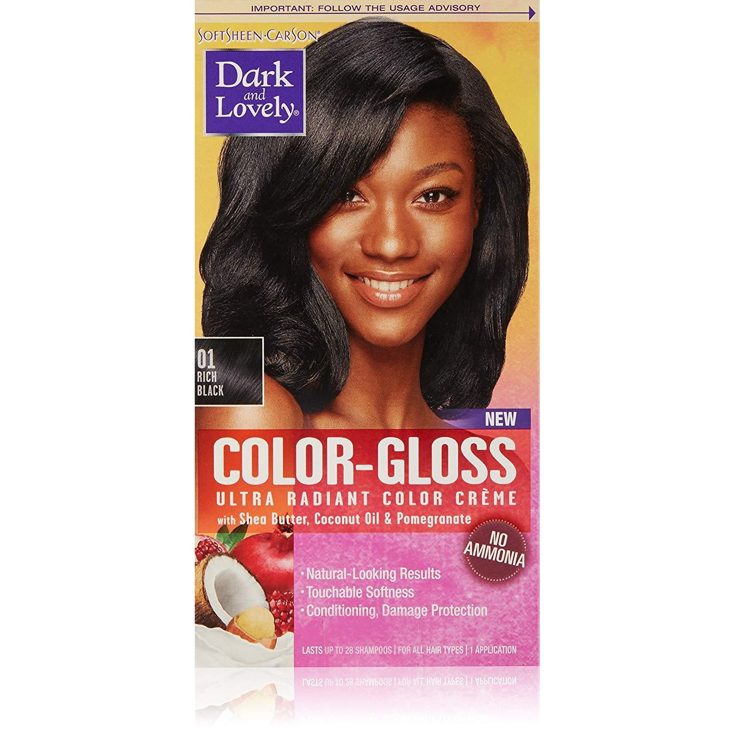 Dark And Lovely Color Gloss Color Creme, Ultra Radiant, Rich Black 01,6 ...