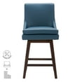 thumbnail image 5 of CHITA 26 inch Upholstered Swivel Faux Leather Counter Bar Stools with Back & Wood Legs Set of 2, Dark Blue, 5 of 9
