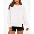thumbnail image 3 of BTFBM Women's Casual Crewneck Sweatshirts Spring Long Sleeve Side Slit Workout Fleece Pullover Top Fashion Clothing, 3 of 9