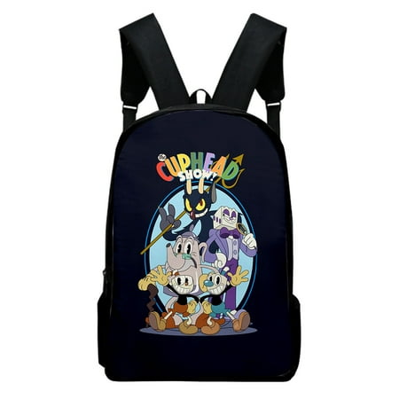 The Cuphead Show Merch Oxford Cloth Shoulder Backpack Multi Zipper Pack Casual Student School Bag