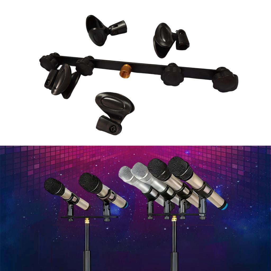 MERIGLARE Microphone Stand Mic Mount Bar Microphone Holder Bracket Multi Mic Display Stand Dynamic Microphone Organizer PP Material Suitable for Studio Performances Group Recording 4 clip