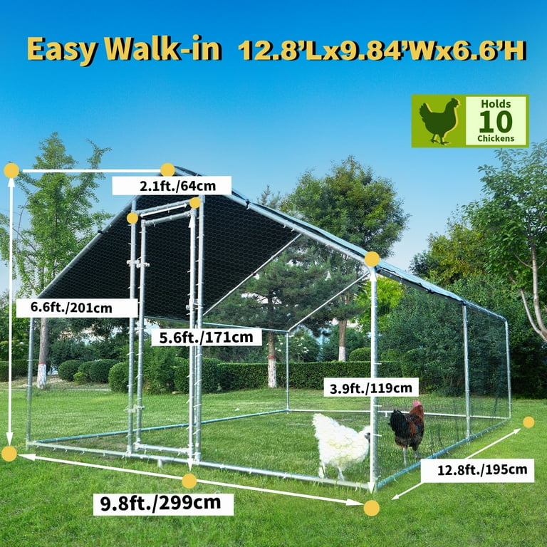 One Allium Way® Large Metal Chicken Coop, Walk-In Chicken Run Wire Poultry Chicken Hen Pen Cage Rabbits Duck Cages With Waterproof And Anti Ultraviolet Cover For Outside10 L X 20 W X 656 H W114944862