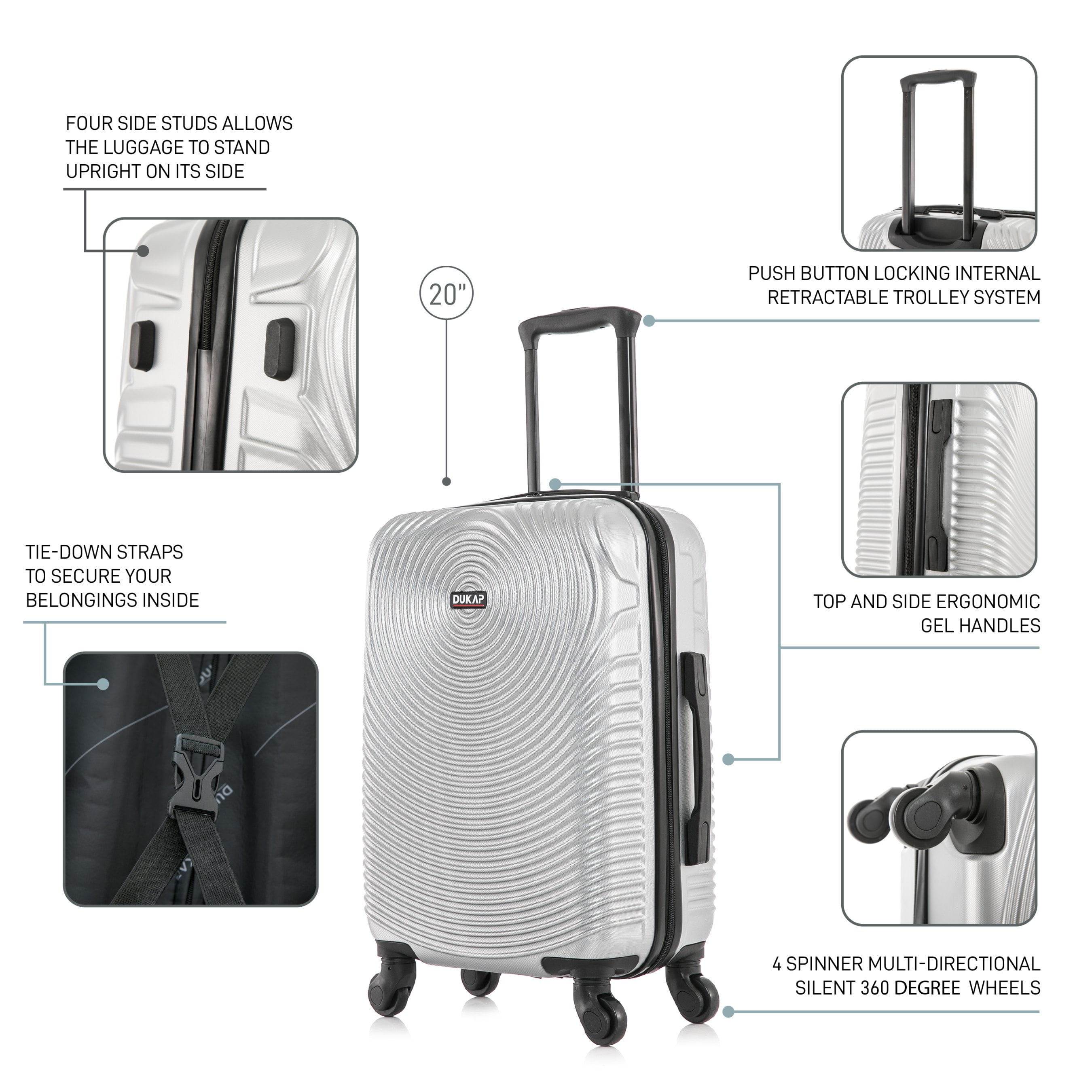 DUKAP Inception 20" Lightweight Hardside Spinner Carry-on Luggage