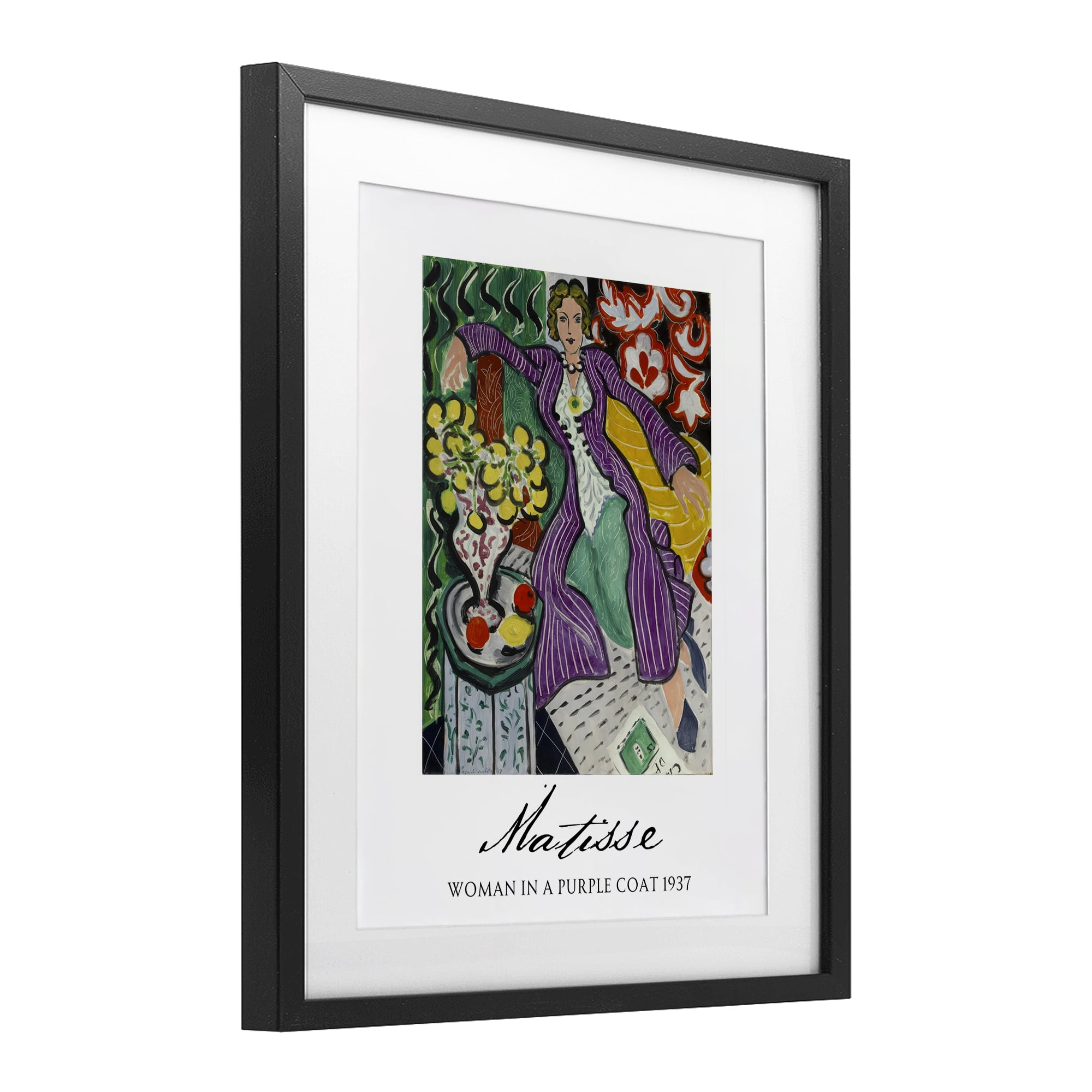 Stupell Industries Matisse Woman In Purple Coat Black Framed Print Under Glass, design by Vintage Hustle