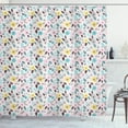 thumbnail image 1 of Colorful Shower Curtain, Doodle Rose Bloom Daffodil Anemone Daisy Leaves Branches Summer Season Nature, Fabric Bathroom Set with Hooks, 69W X 75L Inches Long, Multicolor, by Ambesonne, 1 of 3