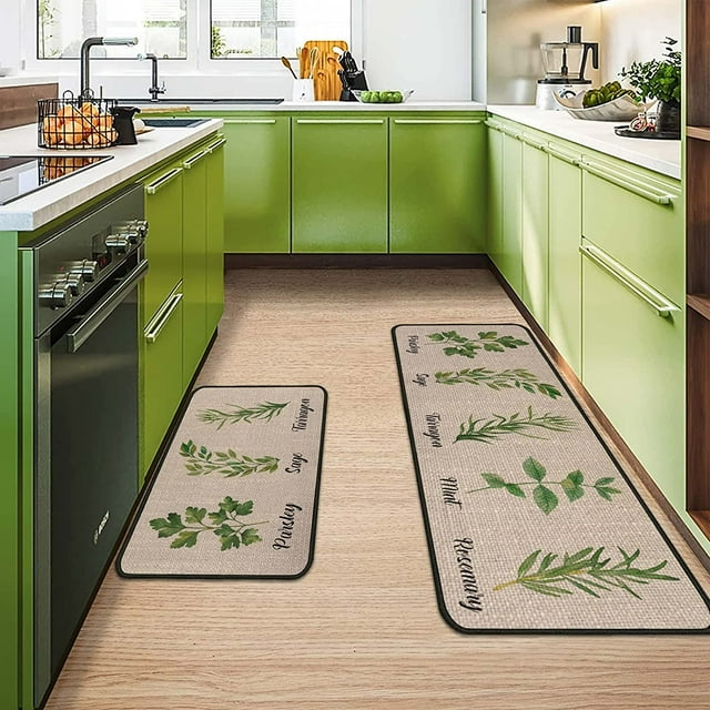 Spring Green Kitchen Rugs 2Pcs Sage Green Kitchen Rugs Set for Seasonal