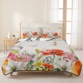 thumbnail image 3 of Full Quilt Set 78''x90'', Pink Yellow Floral Lightweight Bedspread Coverlet Set with 2 Pillow Shams, Spring Flowers Elegant Pastoral Leaves Breathable All Season Quilt Bedding for Bedroom/Guest Room, 3 of 9