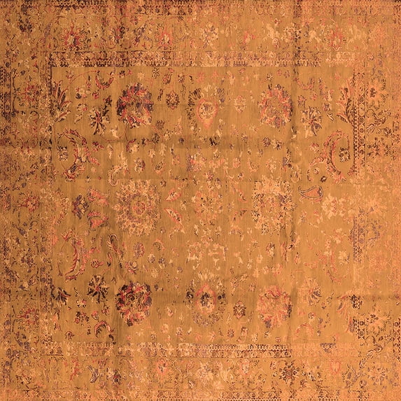Ahgly Company Indoor Square Oriental Orange Industrial Area Rugs, 3' Square