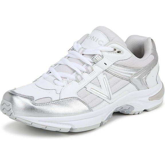 Vionic Womens 23Walk 2.0 Sneaker - White Silver Leather