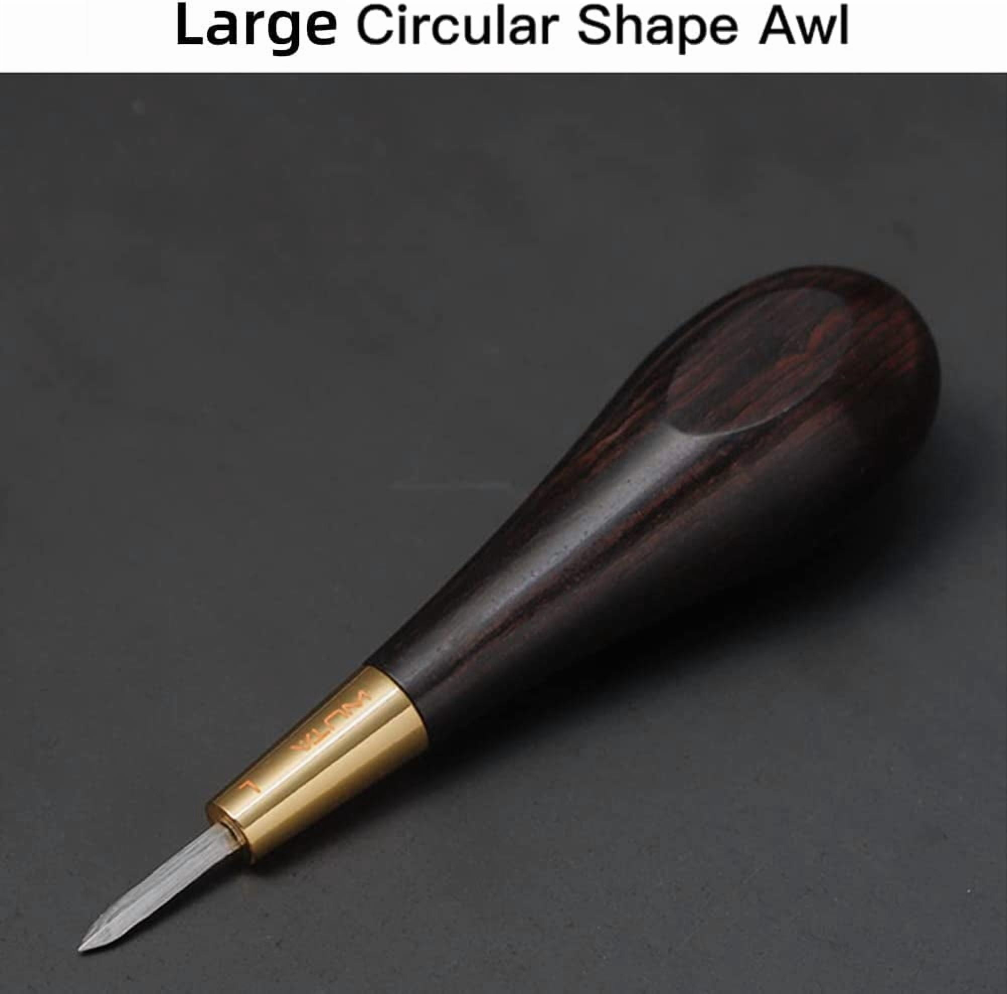 ABPETE  Stitching Awl Diamond Shape Awl Ebony Blackwood Handle Leather Craft Sewing Awl Kits Handmade Sewing Tools DIY Stitcher Taper(One Set)