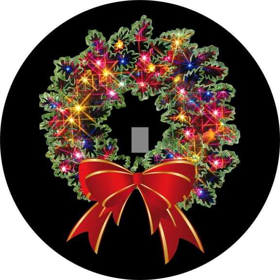 Tire Cover Central Christmas Wreath (Does Not Light Up) Spare Tire Cover 255/70r18 Centered Camera Opening