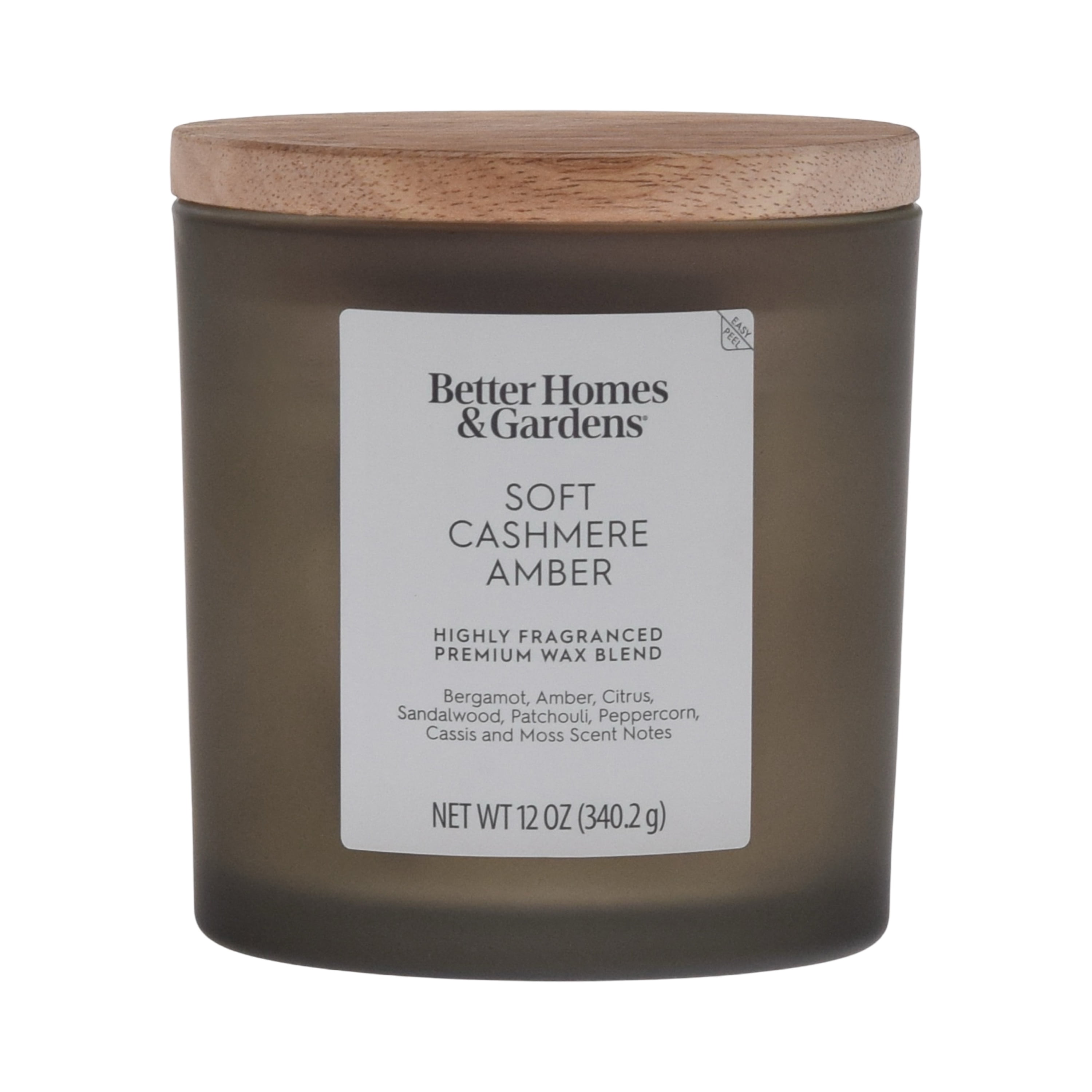 Better Homes and Gardens Soft Cashmere Amber Scented 2-Wick Frosted Jar Candle 12oz.