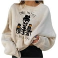 thumbnail image 1 of Chandails en Molleton d'Halloween pour Femmes Imprimé Squelette de Citrouille Surdimensionné Automne Chaud Doux Manches Longues Col Rond Pull Tops, 1 of 7