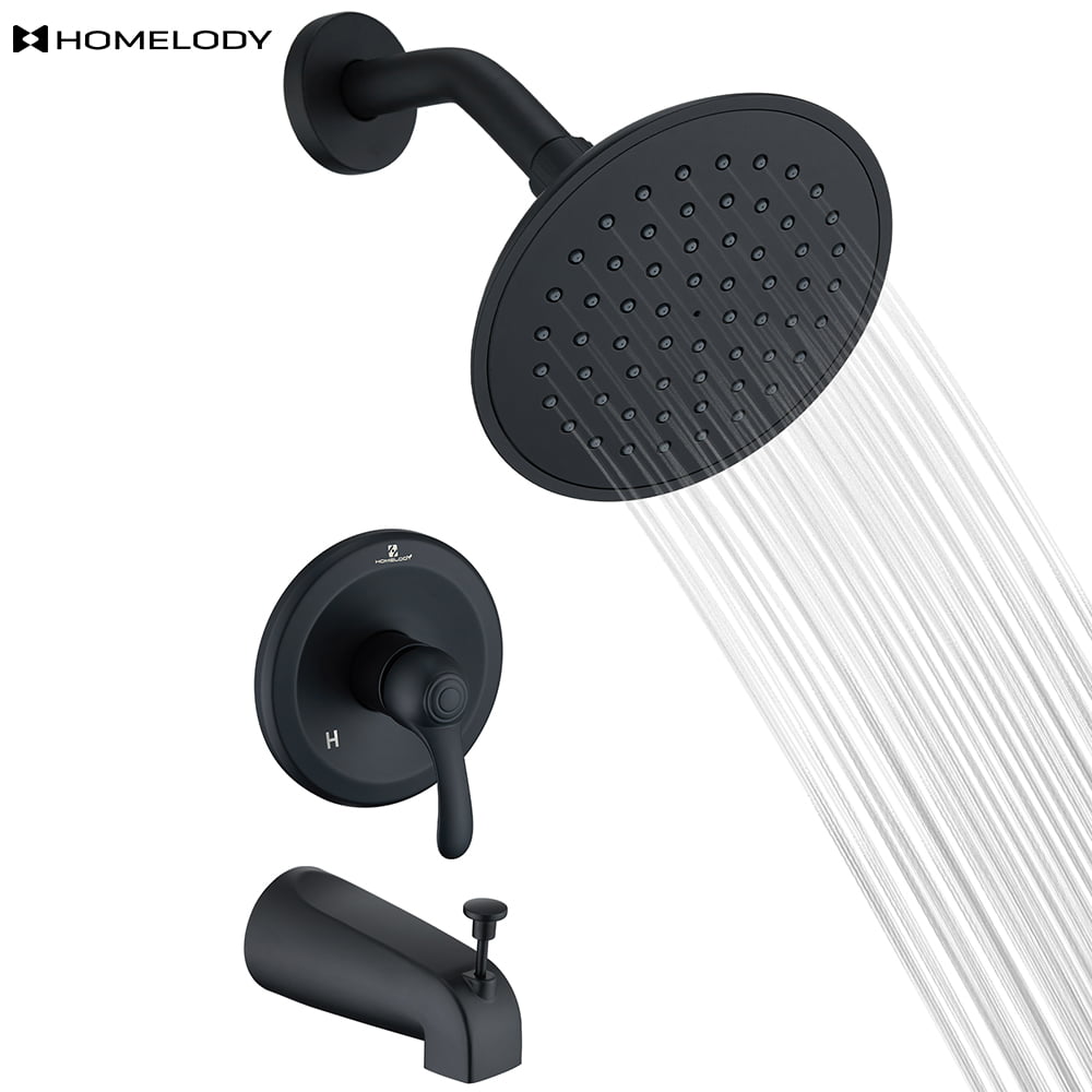 6"Bathroom Shower Faucet Set Square Rainfall Spout Shower Head Control Valve Tap 