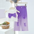 thumbnail image 5 of Girls 2 Piece Outfits Embroidered Crew Neck Cute Bowknot Top & Wide Leg Jean Pant Sets Spring Fall Clothes (9-10 Years, Purple|Tank), 5 of 7