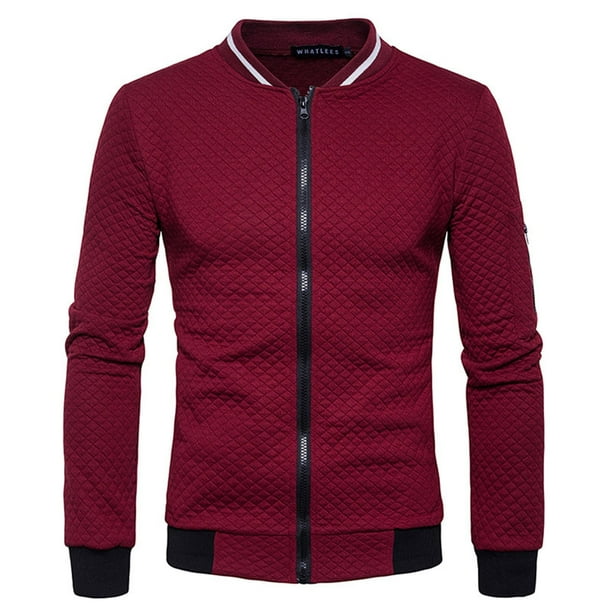 Abrigo de chaqueta con capucha y cuello alto con cremallera en contraste casual de diamante para hombre Pompotops oipoqjl9394