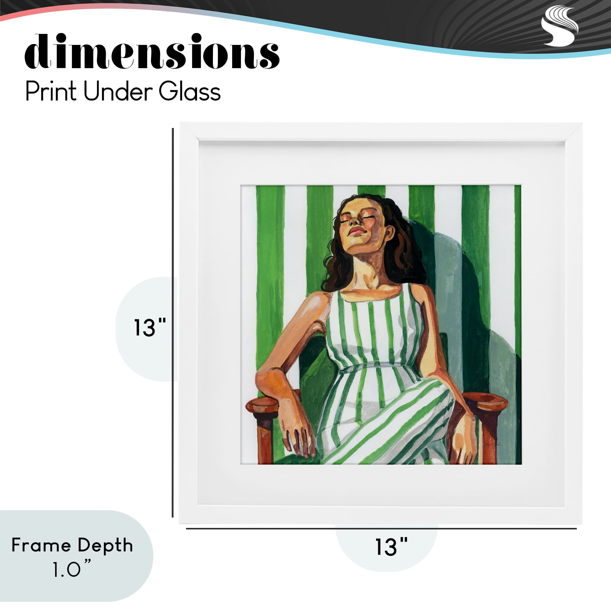Stupell Industries Relaxing In A Striped Dress White Framed Print Under Glass, design by Kate Jarvik Birch