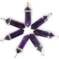 thumbnail image 2 of Natural Dark Amethyst Gemstone Hexagonal Pointed Reiki Chakra Pendant Necklace 20", 2 of 4