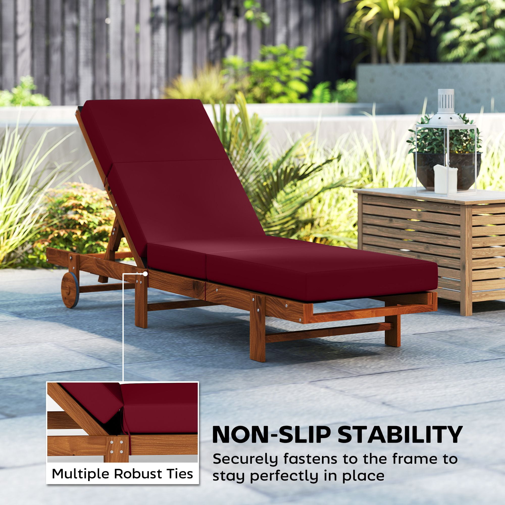 Alvantor Chaise Lounge Cushion 4" Lounge Chair Cushion for Outdoor 21" x 72 ", Red