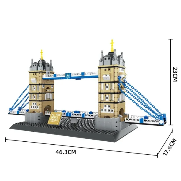 Construcción creativa de ladrillos de construcción moderna de fama mundial, modelo de arquitectura, puente de La Torre de Londres de Inglaterra, juguetes de colección para niños