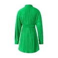 thumbnail image 3 of SAYOO Women Shirt Dress, Long Sleeve Turn-down Collar Button-down Solid Fall Dress with Belt, 3 of 9