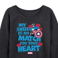 thumbnail image 3 of Marvel Captain America - My Shield Valentine - Ladies French Terry Pullover Long Sleeve Shirt, 3 of 5