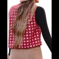 thumbnail image 3 of Chaleco de Cuadros para Mujer, Sin Mangas, de Forro , de Invierno, con Cuello Alto, Cremallera y Bolsillo en el Pecho. Rojo L, 3 of 9