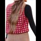 thumbnail image 3 of Chaleco de Cuadros para Mujer, Sin Mangas, de Forro , de Invierno, con Cuello Alto, Cremallera y Bolsillo en el Pecho. Rojo L, 3 of 9