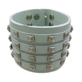 thumbnail image 1 of Bracelet Pyramide à 4 Rangs en Cuir Gris, 1 of 5