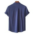 thumbnail image 3 of T-Shirts Rétro à Manches Courtes en Lin Uni Couleur Pure Vintage pour Hommes, 3 of 9