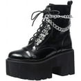 thumbnail image 1 of Bottes à Plateforme Gothiques à Lacets pour Femmes avec Talons Épais et Clous, Bottines de Moto de Combat, 1 of 5