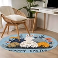 thumbnail image 5 of Easter Eggs 3ft Area Rug, Rabbit Spring Botanical Wildflowers Bunny Blue Washable Non-Slip Small Round Rugs for Entryway Bedroom Kitchen, Soft Circle Carpet for Dining Room, Playroom Nursery Rug, 5 of 9