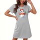 thumbnail image 1 of Camisón corto navideño para mujer, talla grande, cuello redondo, manga corta, estampado en el pecho, vestido de noche para mujer, 1 of 3
