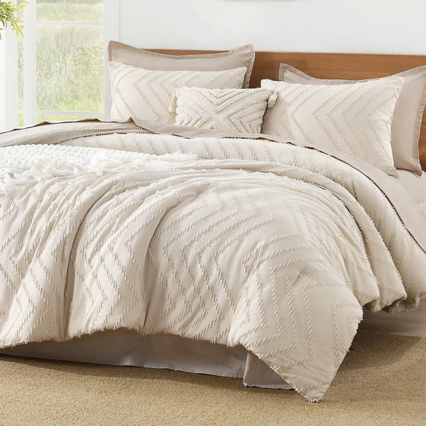 Juego de edredón Litanika Queen Beige con 3 piezas