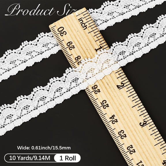 Fibre 10 Yards Chinlon Elastic Lace Trim Ribbon White Wavy Stretchy Scallop Crochet Embroidered Trimmings Floral Edging Ribbons for Sewing Making Garment Accessories Gifts Wrapping DIY Crafts