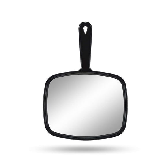 Black Handheld Mirror, Regular Mirror for Salon & Personal Care, Comfortable & Lightweight with Two Way Design