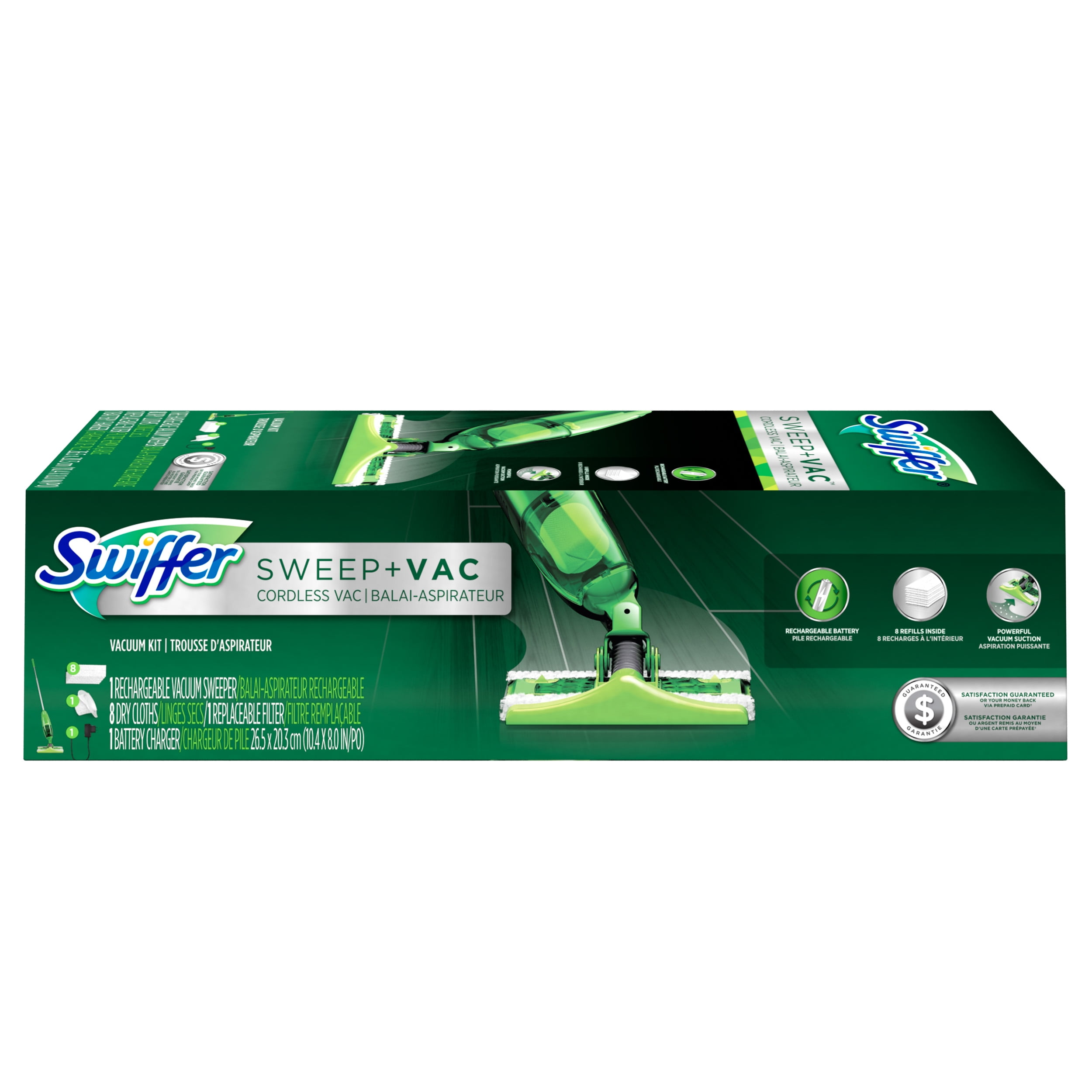 Swiffer Sweep & Vac Cordless Vacuum Starter Kit (1 Vacuum Sweeper, 8 Pad Refills)