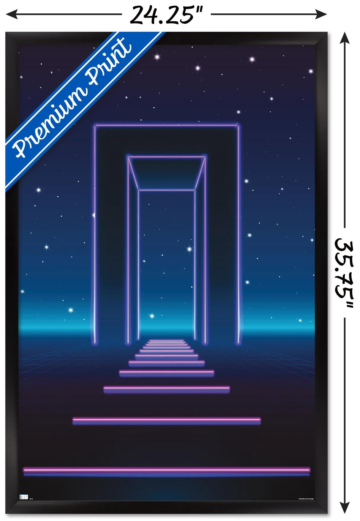Geometric Neon Wall Poster, 22.375" x 34", Framed