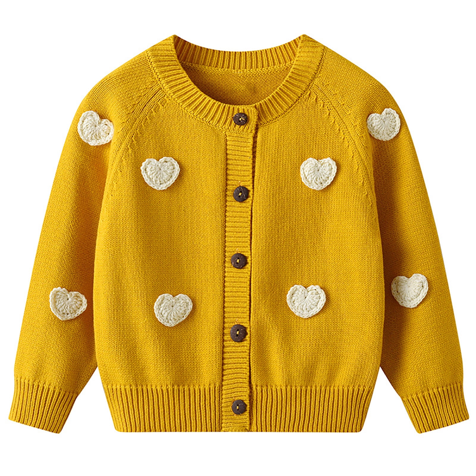 LYHao Girls Knit Cardigan Sweater Handmade Heart Design Casual