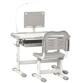 thumbnail image 1 of Qaba Kids Desk and Chair Set Height Adjustable Student Writing Desk, Grey, 1 of 10