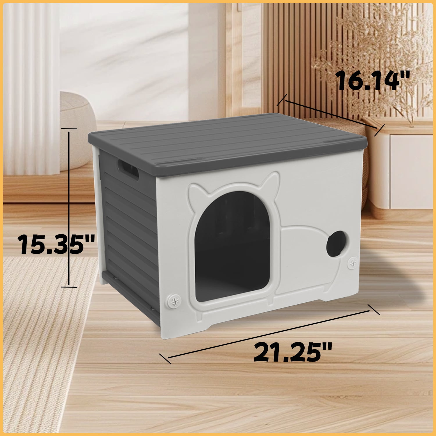 Pempet Plastic Cat House Waterproof Feral Cat Shelter Indoor Outdoor