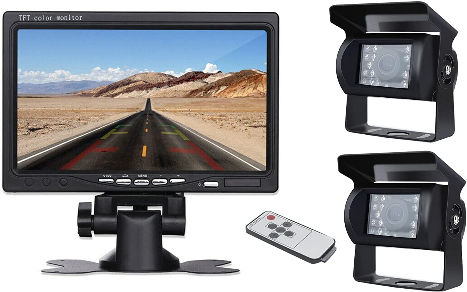 Bileeko RV Backup Camera System 7 Inch Monitor with 2 Wireless Rear