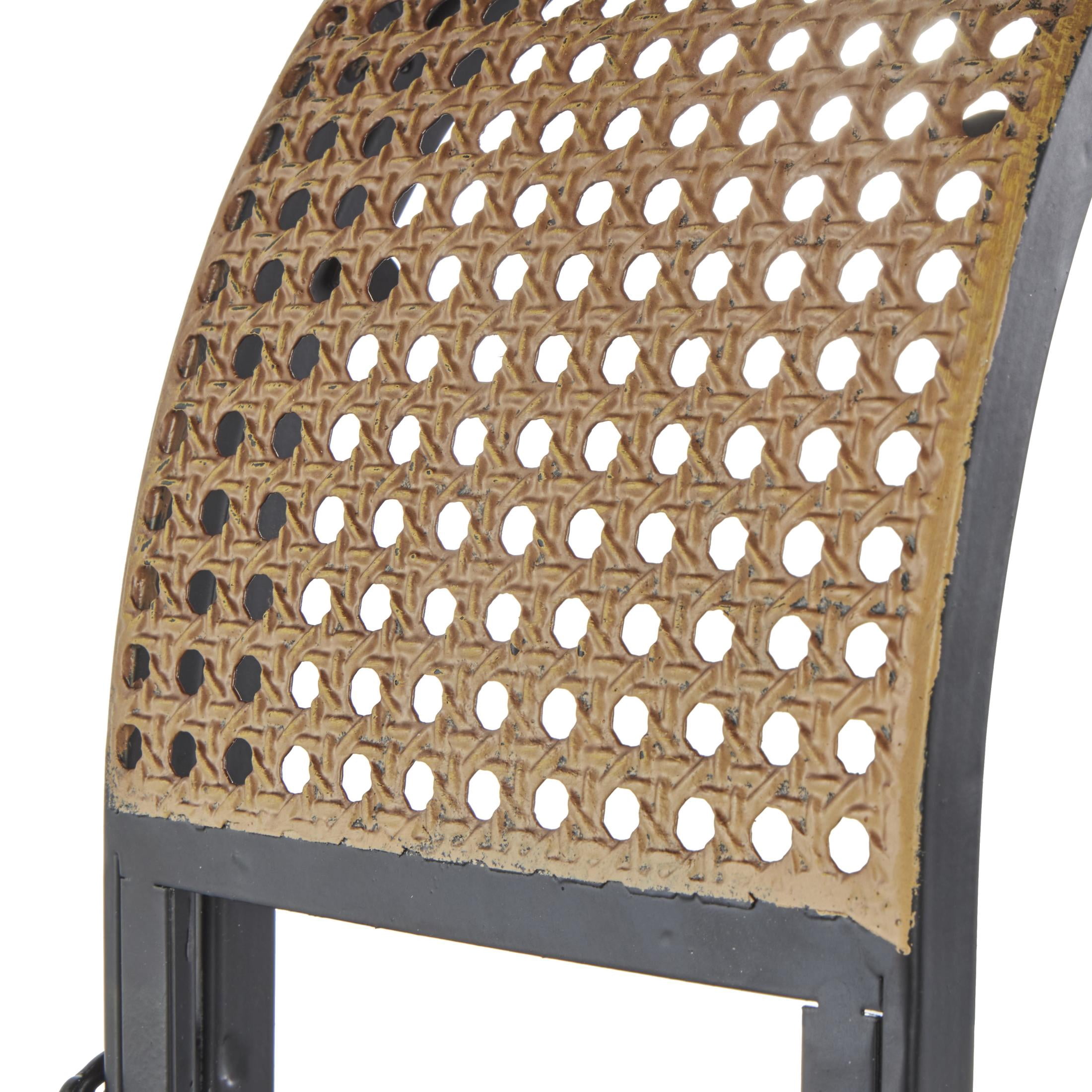 DecMode 2 Holder Black Metal Arched Candle Lantern with Cane Inspired Gold Tops, Set of 2