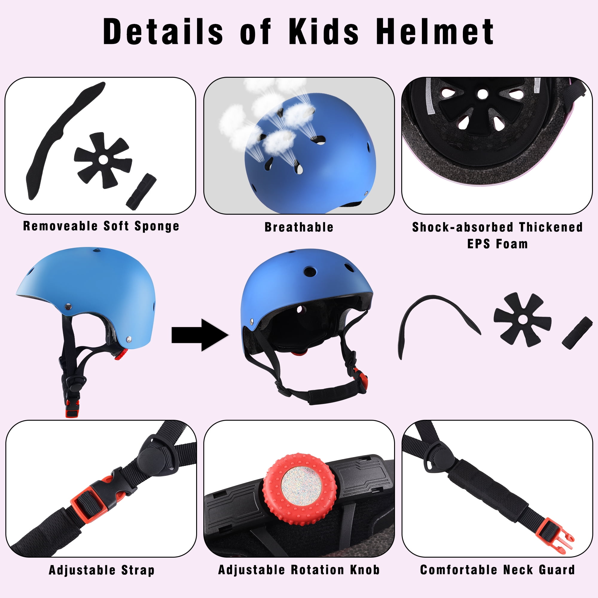 Kids Bike Helmet Set Toddler Helmet for Ages 2-8 Boys Girls with Sports Protective Gear Set