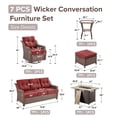 thumbnail image 4 of Bellefurn Luxury High Back Outdoor Furniture Set with Fire Pit Table and Swivel Rocker Chair,Couch,2 Ottomans and Side Table,7 PCS Wicker Outdoor Conversation Sets for Porch,Deck,Garden, 4 of 13