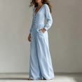 thumbnail image 6 of JoveMarine Jumpsuits for Women Casual V Neck Long Sleeve - with Pockets Everyday One Piece, Womens Jumpsuits Relaxed Fit Jumpsuit, Casual Jumpsuits for Women for Daily,Sky Blue S, 6 of 6