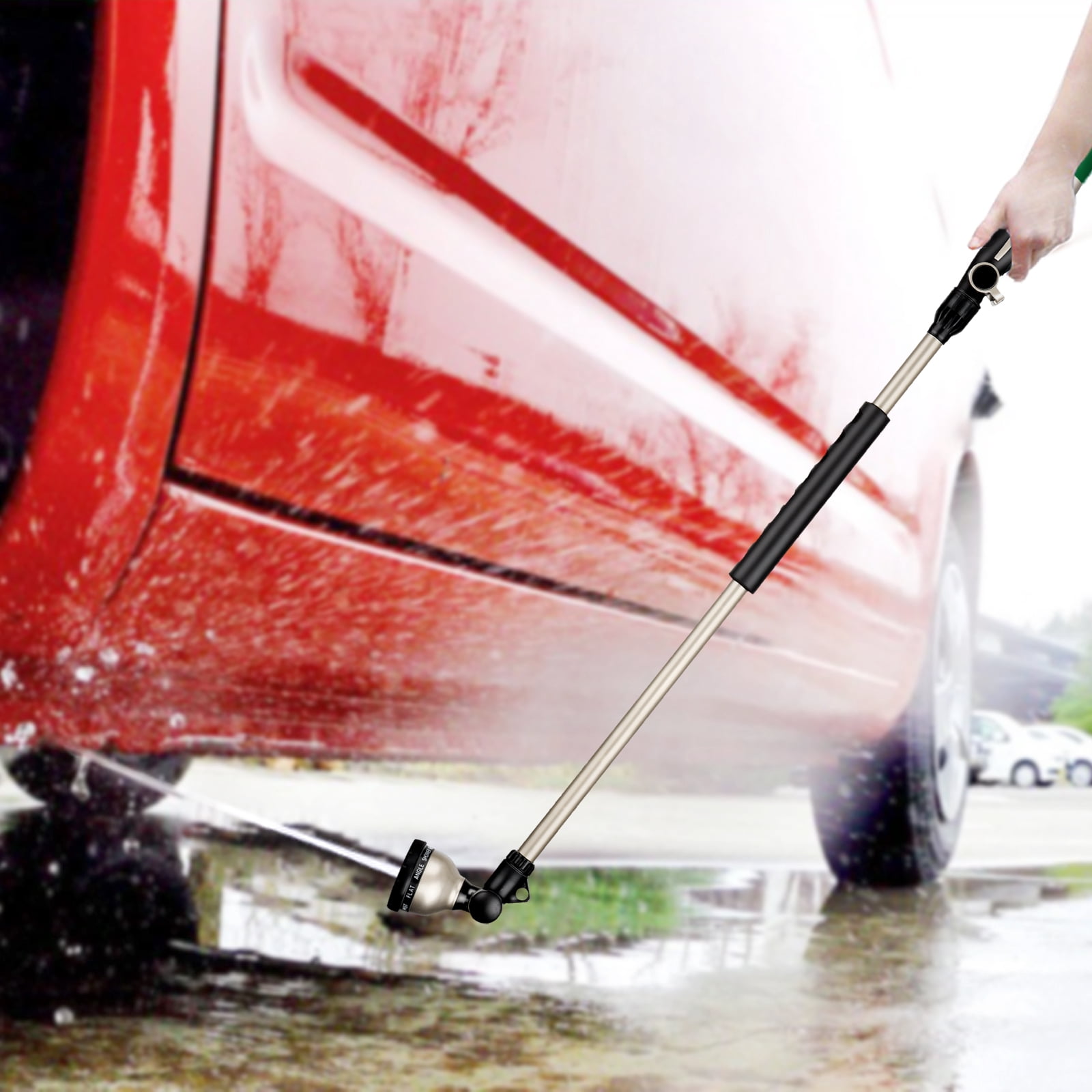 Restmo 36” Metal Watering Wand with 180° Ratcheting Spray Head, 10 Spray Patterns, Heavy Duty Hose Nozzle Sprayer